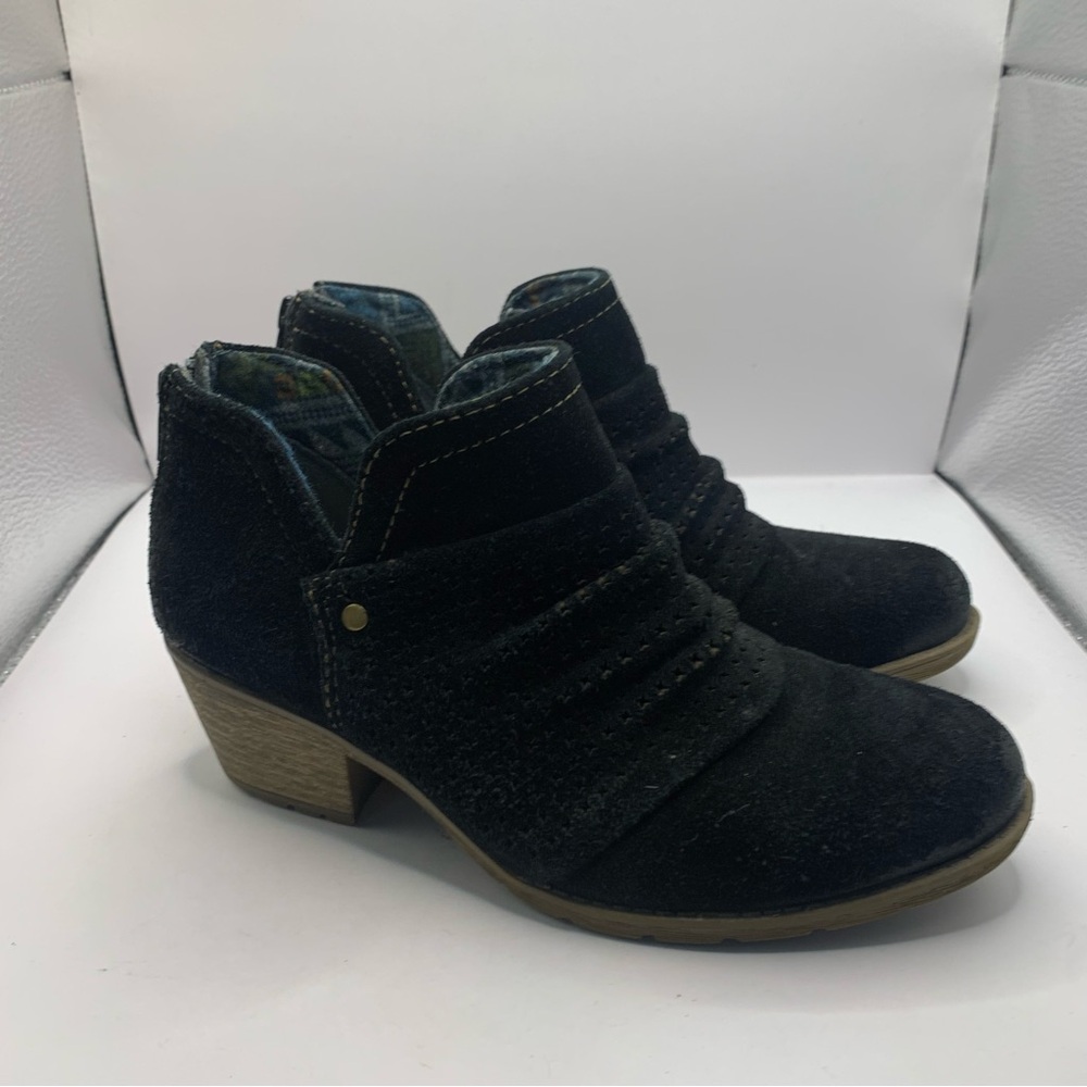 Earth Marion Women's 7M Ankle black ankle heel Boots Shoes Leather Zip Up